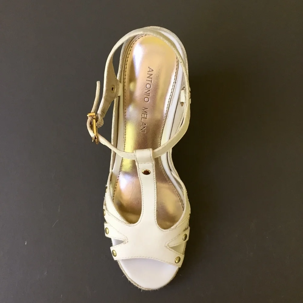 Antonio Melani Leather Wedge Platform Espadrille Sandal size 8.5 - Picture 4 of 7